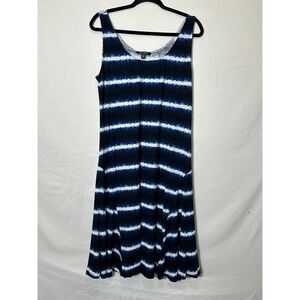 Lauren Ralph Lauren Women's Midi Sleeveless Dress Linen Blend Tie Dye Size XL